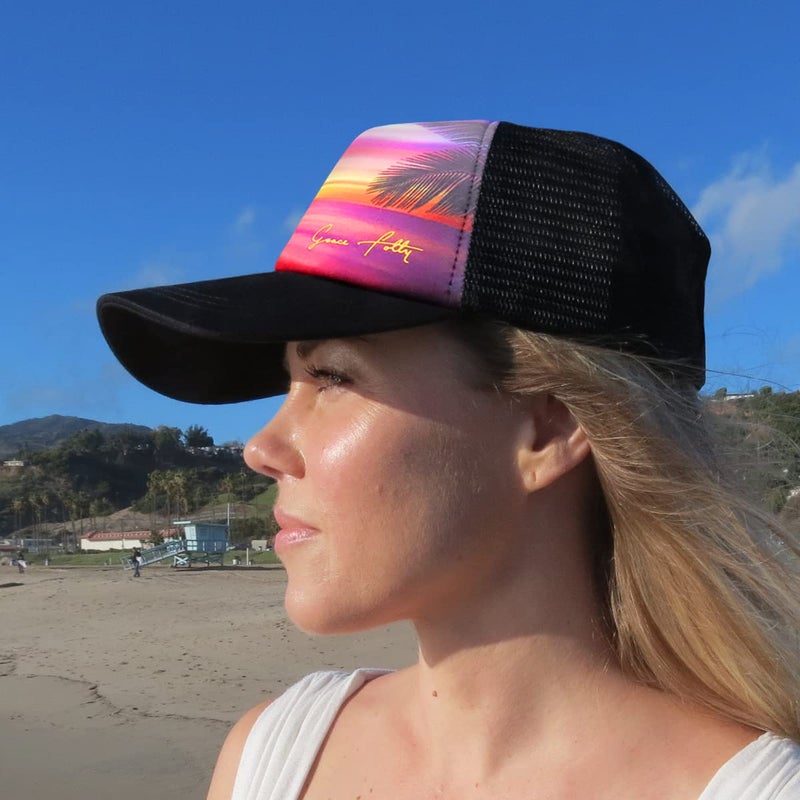 Grace Folly Foam Trucker Hat Snapback Mesh Baseball Cap for Men or Women (Sunset Print) - Image 4